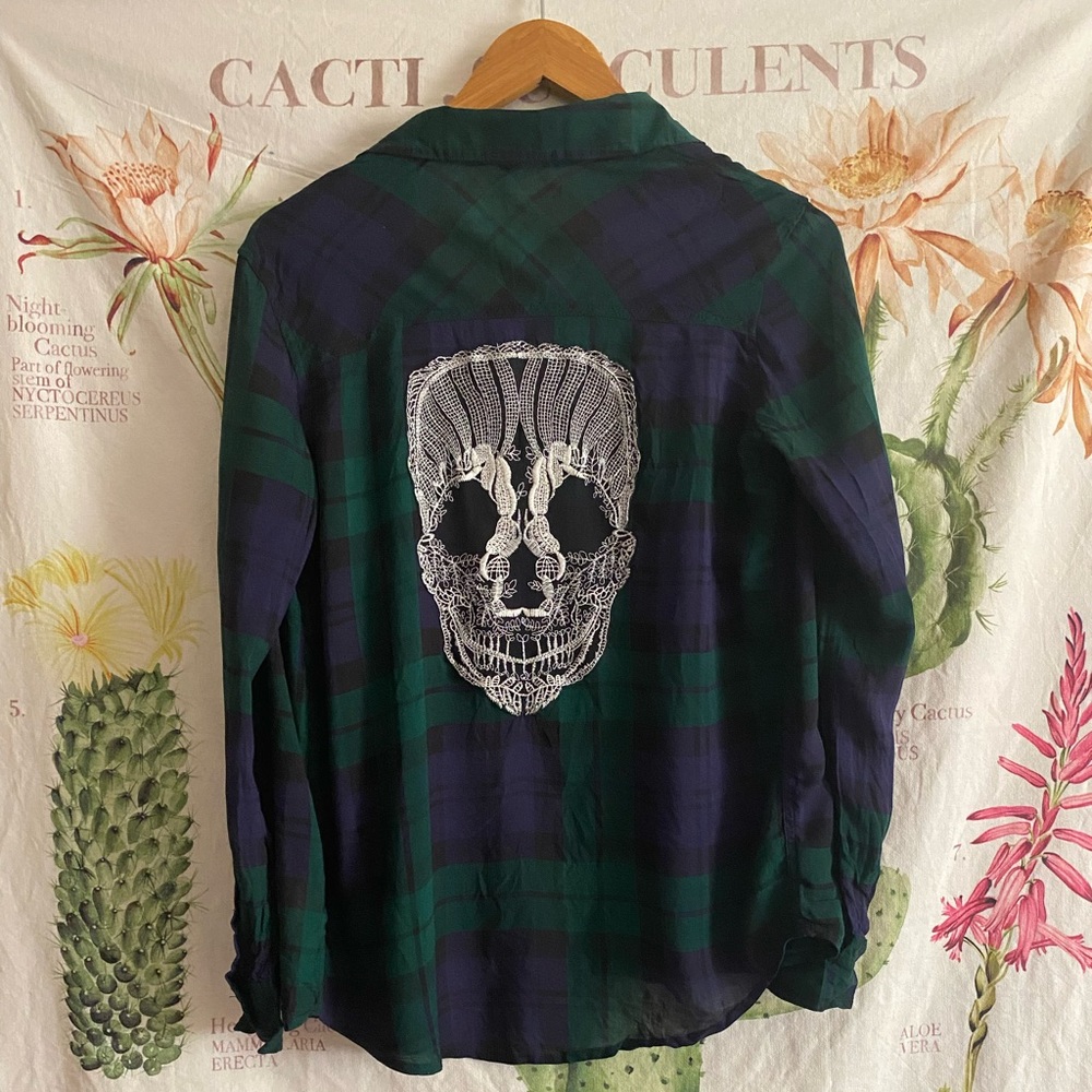 NWOT Aerospostale Bethany Mota plaid skull shirt XS